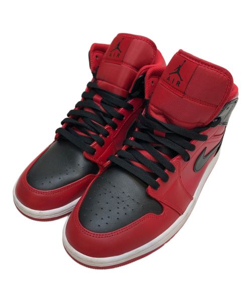 NIKE（ナイキ）NIKE (ナイキ) エアジョーダン1MID/ハイカットスニーカー レッド×ブラック サイズ:US9/UK8/EUR42.5/CM27の古着・服飾アイテム