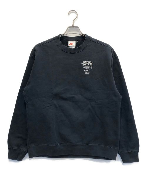 NIKE（ナイキ）NIKE (ナイキ) stussy (ステューシー) フリースクルースウェットシャツ/Fleece Crew Sweatshirt/ロゴスウェット ブラック サイズ:Sの古着・服飾アイテム