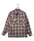 PENDLETONペンドルトン）の古着「70'sウールチェックオープンカラーシャツ」｜グレー