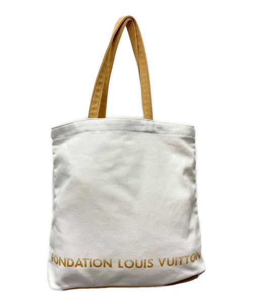 FONDATION LOUIS VUITTON（フォンダシオンルイヴィトン）FONDATION LOUIS VUITTON (フォンダシオン ルイ・ヴィトン) キャンバストートバッグ ホワイト×ベージュの古着・服飾アイテム