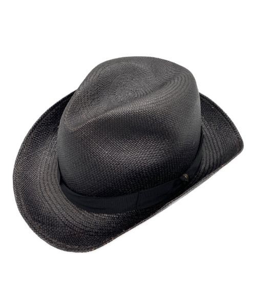 BORSALINO（ボルサリーノ）BORSALINO (ボルサリーノ) 中折れストローハット ブラック サイズ:59の古着・服飾アイテム