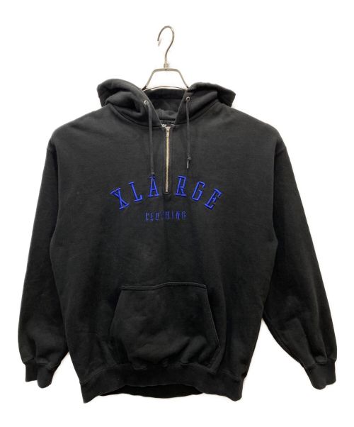 X-LARGE（エクストララージ）X-LARGE (エクストララージ) HALF ZIP HOODED SWEAT ブラック サイズ:Mの古着・服飾アイテム