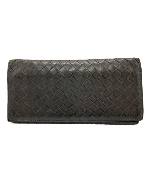 BOTTEGA VENETA（ボッテガベネタ）BOTTEGA VENETA (ボッテガベネタ) イントレチャートロングウォレット グレーの古着・服飾アイテム