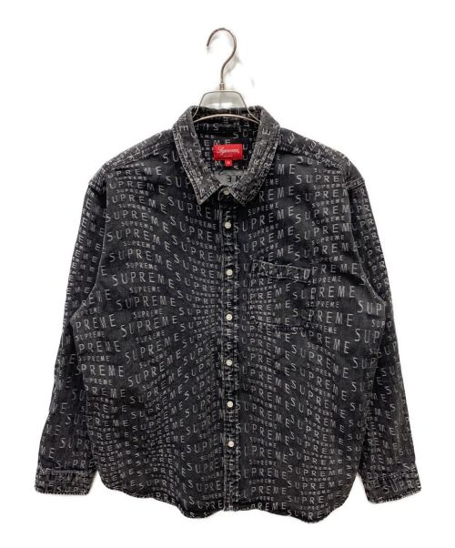 SUPREME（シュプリーム）SUPREME (シュプリーム) Warp Jacquard Logos Denim Shirt ブラック サイズ:XLの古着・服飾アイテム