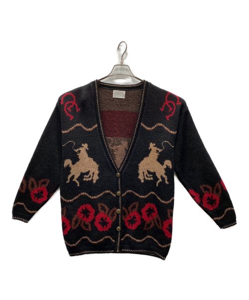 PENDLETON（ペンドルトン）PENDLETON (ペンドルトン) 70‘sノルディック柄ニットカーディガン ブラック サイズ:Mの古着・服飾アイテム