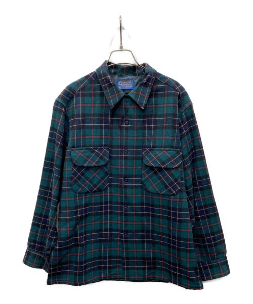 PENDLETON（ペンドルトン）PENDLETON (ペンドルトン) 70‘sオープンカラーシャツ グリーン サイズ:Lの古着・服飾アイテム