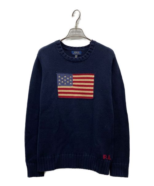 POLO RALPH LAUREN（ポロ・ラルフローレン）POLO RALPH LAUREN (ポロ・ラルフローレン) 星条旗ニット ネイビー サイズ:18-20（XL相当）の古着・服飾アイテム