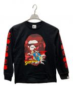 A BATHING APE×DCアベイシングエイプ×ディーシー）の古着「SUPERMAN LONG SLEEVE TEE」｜ブラック