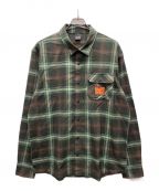 OAKLEYオークリー）の古着「Tc Skull Flannel Shirt」｜グリーン