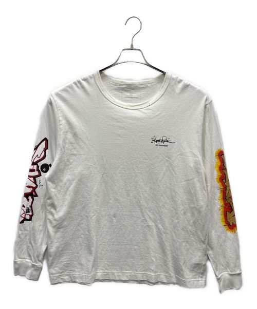 uniform experiment（ユニフォームエクスペリメント）uniform experiment (ユニフォームエクスペリメント) L/S GRAFFITI WIDE CUT&SEWN ホワイト サイズ:3の古着・服飾アイテム