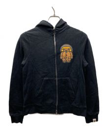 A BATHING APE（アベイシングエイプ）の古着「MILOプリントジップパーカー」｜ブラック