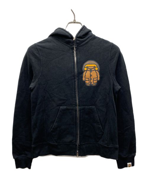 A BATHING APE（アベイシングエイプ）A BATHING APE (アベイシングエイプ) MILOプリントジップパーカー ブラック サイズ:XSの古着・服飾アイテム