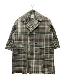 CLANE HOMME（クラネ オム）の古着「OVER SIZE CHECK COAT」｜グリーン