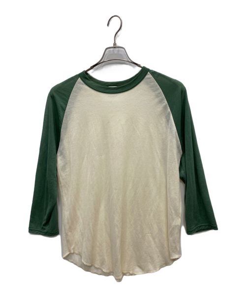 6(ROKU) BEAUTY&YOUTH（ロク ビューティーアンドユース）6(ROKU) BEAUTY&YOUTH (ロク ビューティーアンドユース) SHEER RAGLAN SLEEVE T-SHIRT グリーン×ベージュ サイズ:　の古着・服飾アイテム