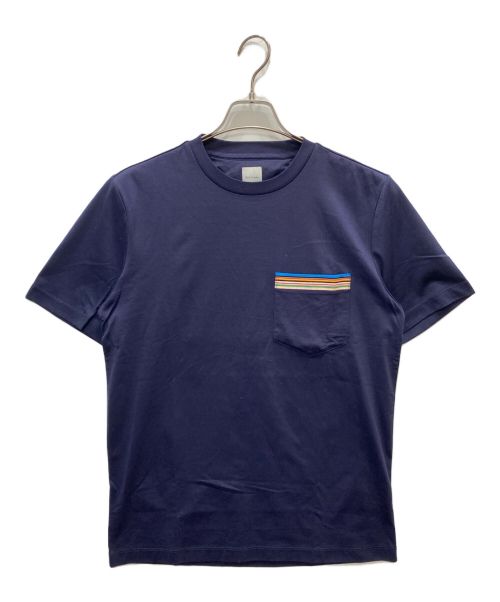 PAUL SMITH（ポールスミス）Paul Smith (ポールスミス) シグネチャーストライプポケットTシャツ ネイビー サイズ:Mの古着・服飾アイテム