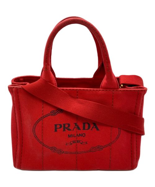 PRADA（プラダ）PRADA (プラダ) カナパ2WAYハンドバッグ レッドの古着・服飾アイテム