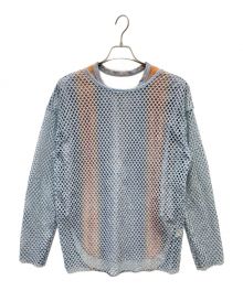 Ameri（アメリ）の古着「MEDI WAVE PATTERN MESH TOP」｜ブルー