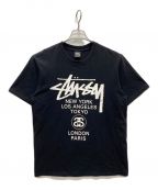 stussyステューシー）の古着「プリントTシャツ」｜ブラック