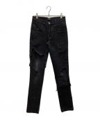 RAF SIMONSラフシモンズ）の古着「DESTROYED DENIM PANTS」｜ブラック