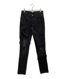 RAF SIMONS（ラフシモンズ）の古着「DESTROYED DENIM PANTS」｜ブラック