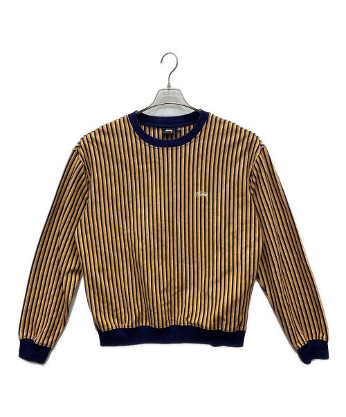 stussy（ステューシー）stussy (ステューシー) 21AW Vertical Dot Striped L/S Crew イエロー サイズ:Mの古着・服飾アイテム