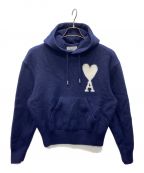 AMI Alexandre Mattiussiアミ アレクサンドル マテュッシ）の古着「BIG HEART LOGO HOODIE KNIT」｜ネイビー