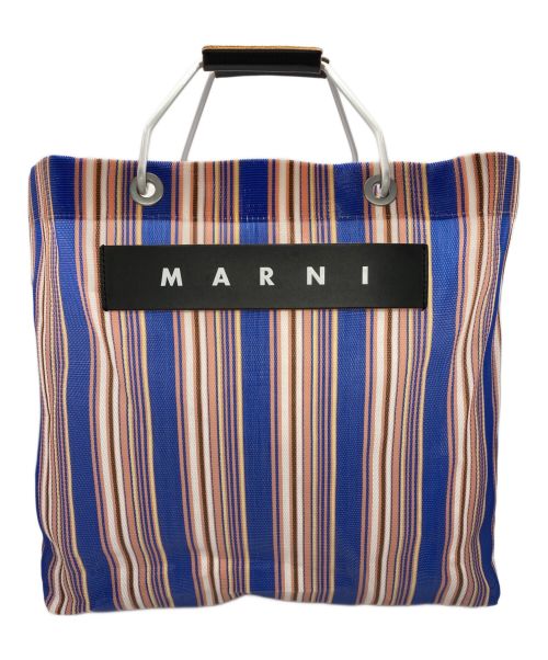 MARNI（マルニ）MARNI (マルニ) フラワーカフェストライプトートバッグ ブルーの古着・服飾アイテム