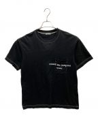 COMME des GARCONS HOMMEコムデギャルソン オム）の古着「02SS 田中オム コントラストステッチ デカロゴ ポケット Tシャツ」｜ブラック