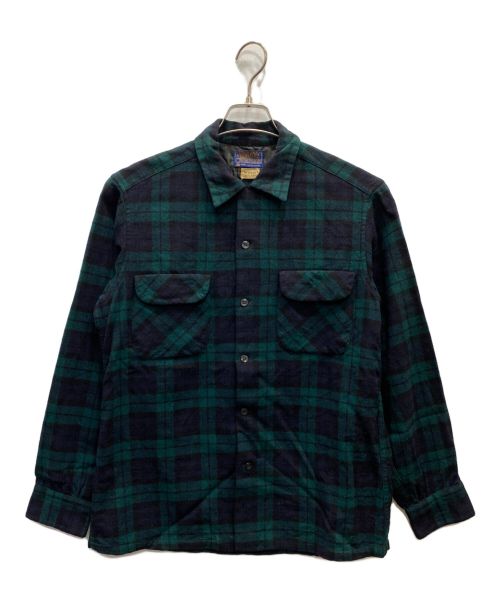 PENDLETON（ペンドルトン）PENDLETON (ペンドルトン) 60’s 開襟ウールチェックネルシャツ グリーン サイズ:Mの古着・服飾アイテム