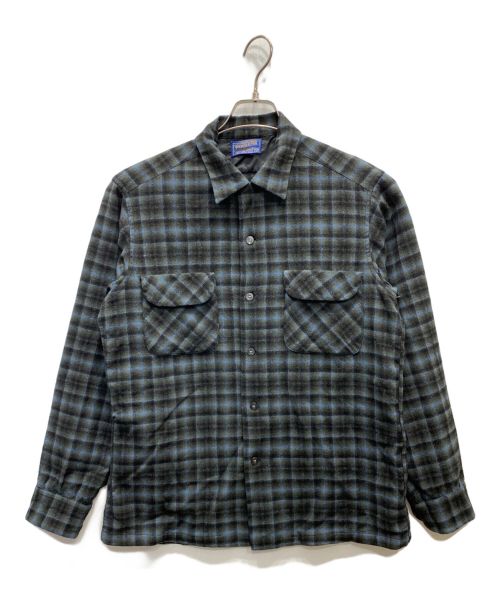 PENDLETON（ペンドルトン）PENDLETON (ペンドルトン) 50’s 開襟ウールチェックネルシャツ ブルー×ブラック サイズ:Mの古着・服飾アイテム