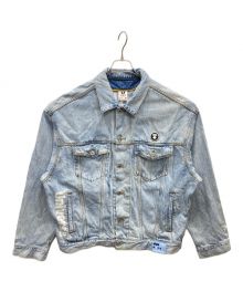 A BATHING APE（アベイシングエイプ）の古着「AAPE APE FACE HOODED DENIM JACKET」｜ブルー