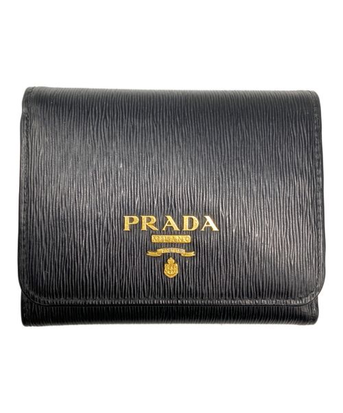 PRADA（プラダ）PRADA (プラダ) 3つ折り財布 ブラックの古着・服飾アイテム