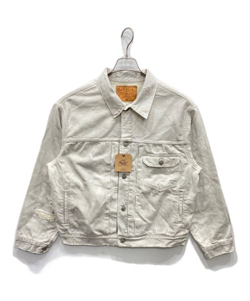 gold（ゴールド）GOLD (ゴールド) RECYCLED WASTE SUVIN COTTON YARN 11.5oz. DENIM PLEATED BLOUSE VINTAGE WASHED グレー サイズ:L 未使用品の古着・服飾アイテム