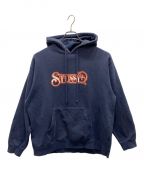 stussyステューシー）の古着「ロゴプリントパーカー」｜ネイビー