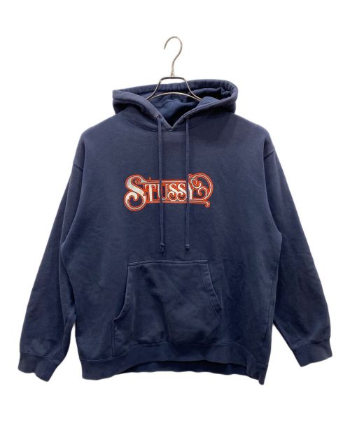 stussy（ステューシー）stussy (ステューシー) ロゴプリントパーカー ネイビー サイズ:ＬＡＲＧＥの古着・服飾アイテム