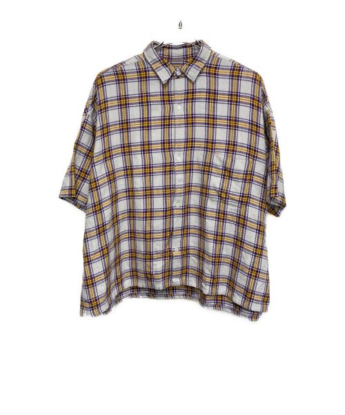 H BEAUTY&YOUTH（エイチ ビューティー&ユース）H BEAUTY&YOUTH (エイチ ビューティアンドユース) CHECK WIDER SHIRT アイボリー×パープル サイズ:Lの古着・服飾アイテム