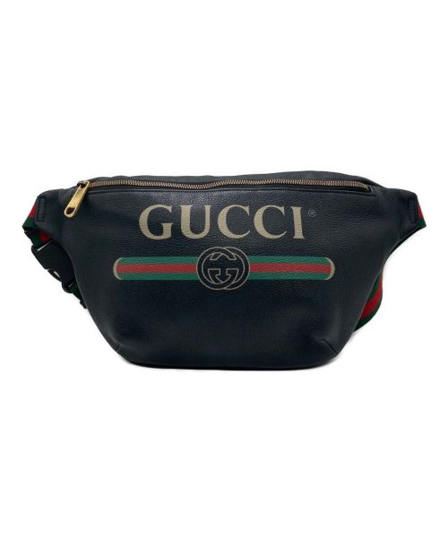 GUCCI（グッチ）GUCCI (グッチ) レザーベルトバッグ ブラック サイズ:なしの古着・服飾アイテム