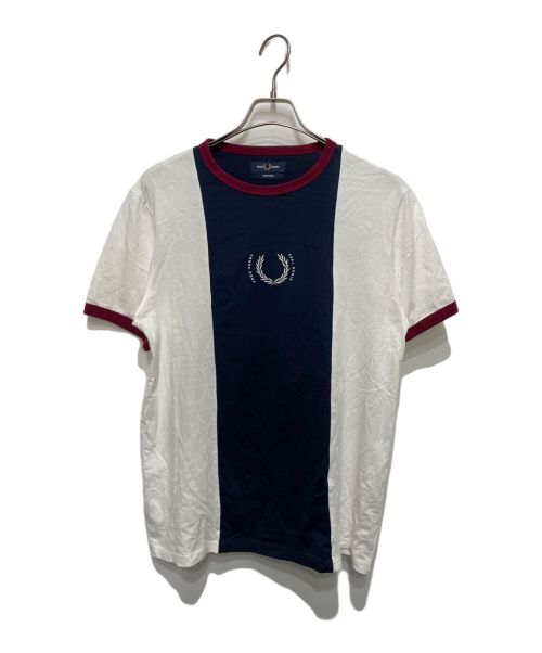 FRED PERRY（フレッドペリー）FRED PERRY (フレッドペリー) Central Stripe T-Shirt ホワイト×ネイビー サイズ:Lの古着・服飾アイテム