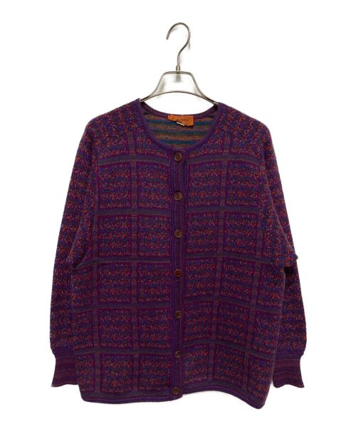 missoni（ミッソーニ）missoni (ミッソーニ) 総柄カシミヤカーディガン パープル サイズ:ESの古着・服飾アイテム