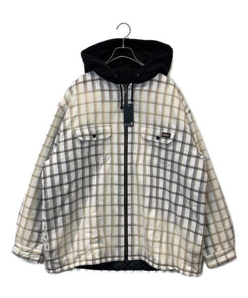 SUPREME（シュプリーム）SUPREME (シュプリーム) Dickies (ディッキーズ) Plaid Hooded Zip Up Shirt / プレイドフードジップアップシャツ  ホワイト×ブラック サイズ:XLの古着・服飾アイテム