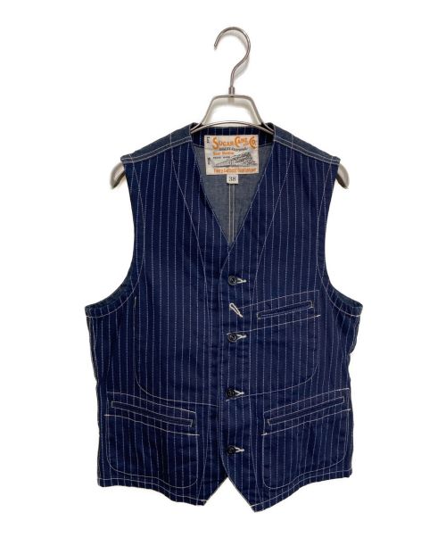 SUGAR CANE（シュガーケーン）SUGAR CANE (シュガーケーン) 9oz. WABASH STRIPE WORK VEST インディゴ サイズ:38の古着・服飾アイテム