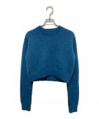 AURALEEオーラリー）の古着「WOOL BABY CAMEL BRUSHED YARN KNIT SHORT P/O」｜ブルー