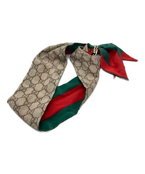 GUCCI（グッチ）GUCCI (グッチ) GGパターンスカーフ ベージュ×グリーン サイズ:なしの古着・服飾アイテム