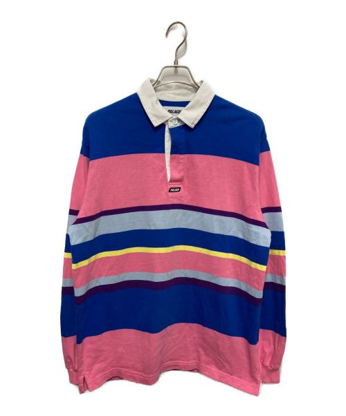 PALACE（パレス）PALACE (パレス) BIG STRIPE RUGBY TOP ブルー×ピンク サイズ:Lの古着・服飾アイテム