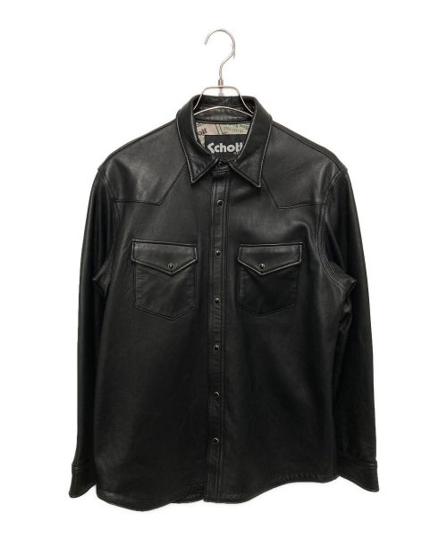 Schott（ショット）Schott (ショット) LAMB LEATHER WESTERN SHIRT ブラック サイズ:Lの古着・服飾アイテム