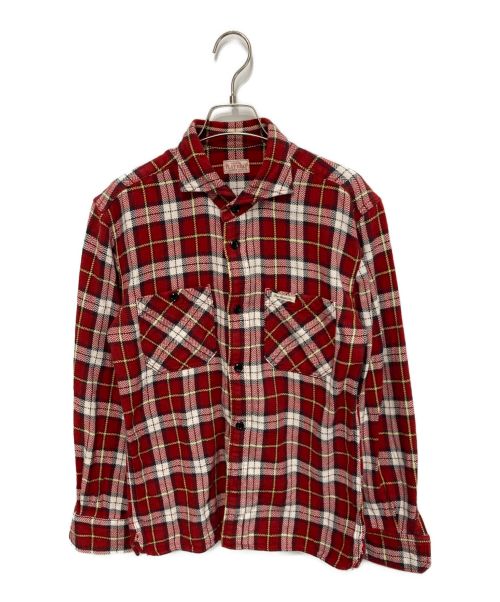 FLAT HEAD（フラット ヘッド）FLAT HEAD (フラット ヘッド) WIDE SPREAD CHECK NEL SHIRT レッド サイズ:38の古着・服飾アイテム