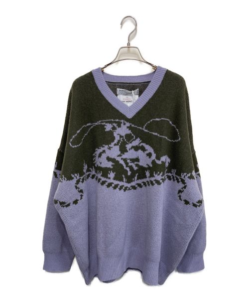 DAIRIKU（ダイリク）DAIRIKU (ダイリク) COWBOY PULLOVER KNIT カーキ×パープル サイズ:M 未使用品の古着・服飾アイテム