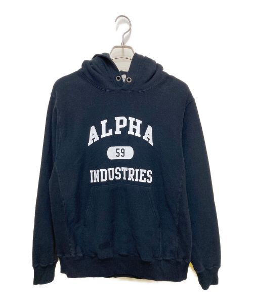 ALPHA（アルファ）ALPHA (アルファ) ヴィンテージスウェットプルパーカー ブラック サイズ:Ｍの古着・服飾アイテム