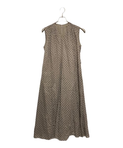 ne quittez pas（ヌキテパ）ne quittez pas (ヌキテパ) C.VOILE DOT PRINT SLEEVELESS DRESS ベージュ サイズ:Mの古着・服飾アイテム