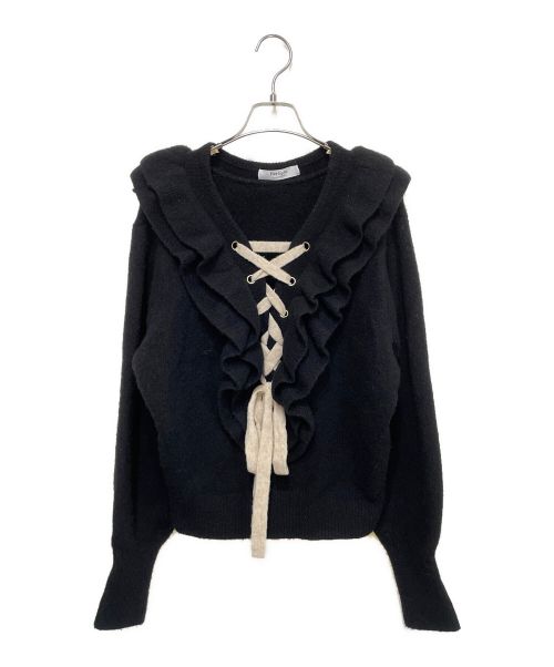 HER LIP TO（ハーリップトゥ）HER LIP TO (ハーリップトゥ) Lace Up Wool-blend Pullover ブラック サイズ:FREEの古着・服飾アイテム